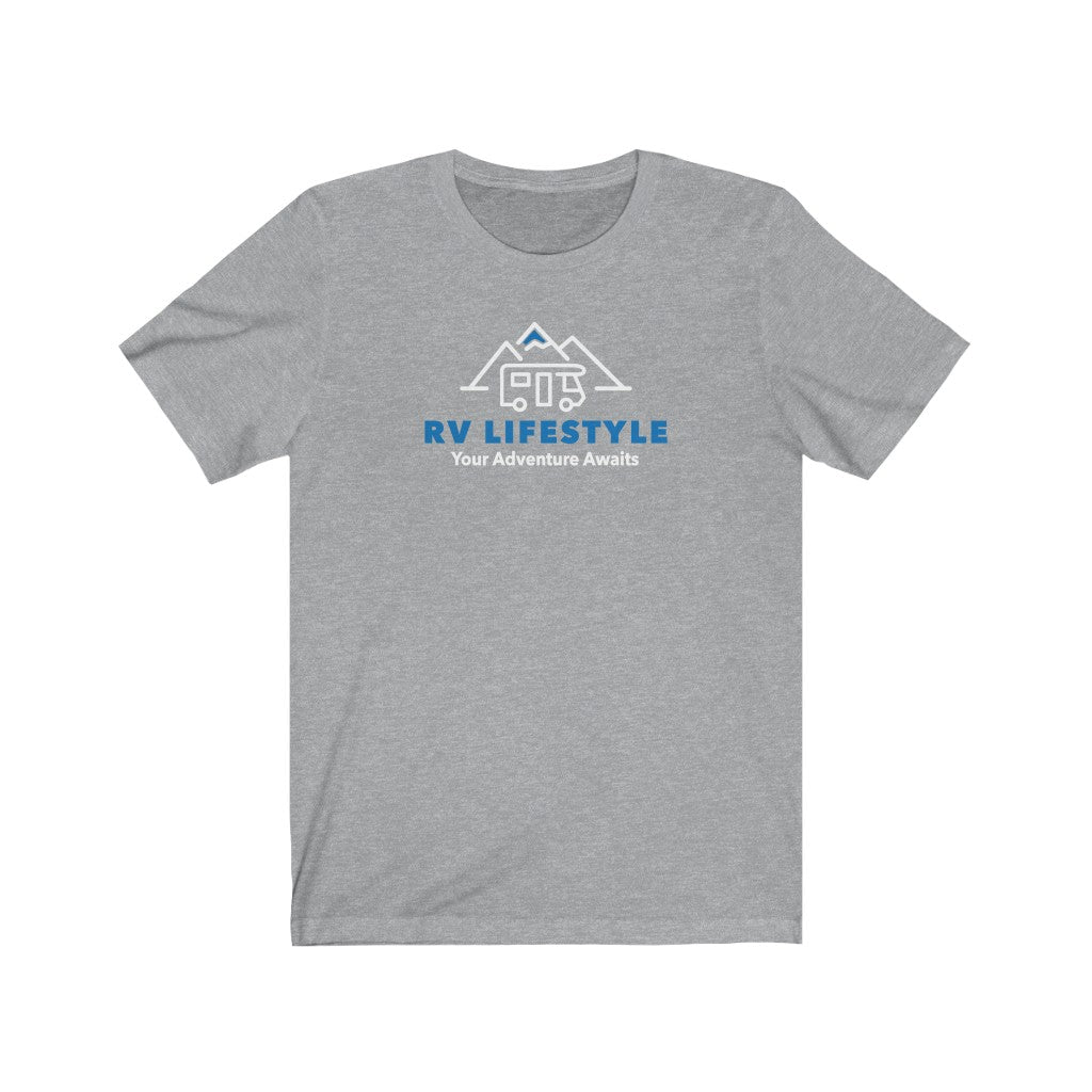RV Lifestyle Logo Soft Men and Women's Jersey Short Sleeve Tee - Black, Dark Grey, Aqua, Athletic Heather, Dark Grey Heather, Heather Navy, Navy, Team Purple