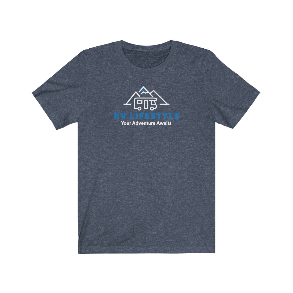 RV Lifestyle Logo Soft Men and Women's Jersey Short Sleeve Tee - Black, Dark Grey, Aqua, Athletic Heather, Dark Grey Heather, Heather Navy, Navy, Team Purple