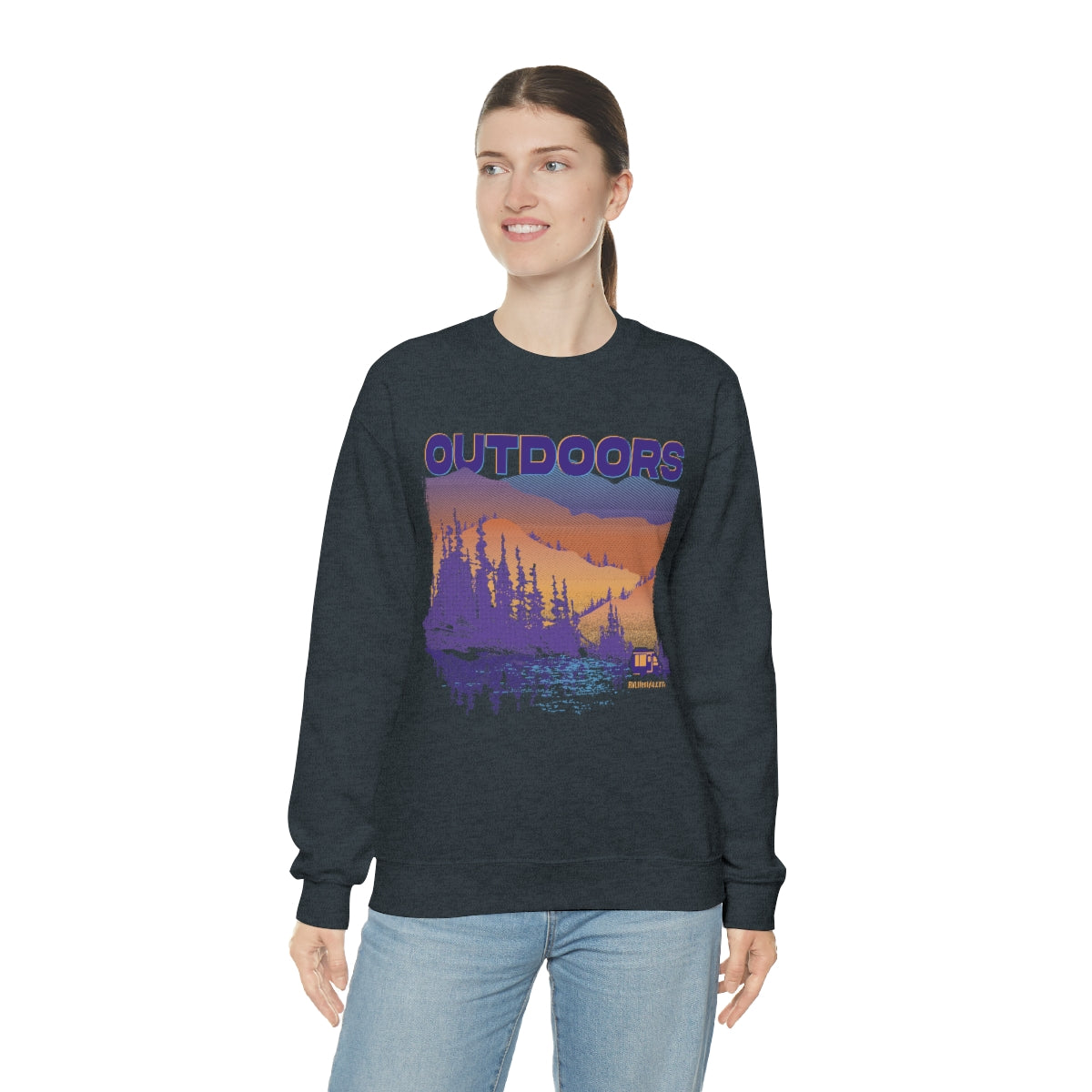Outdoors Unisex Heavy Blend™ Crewneck Sweatshirt - Black, Forest Green, Dark Heather, Navy