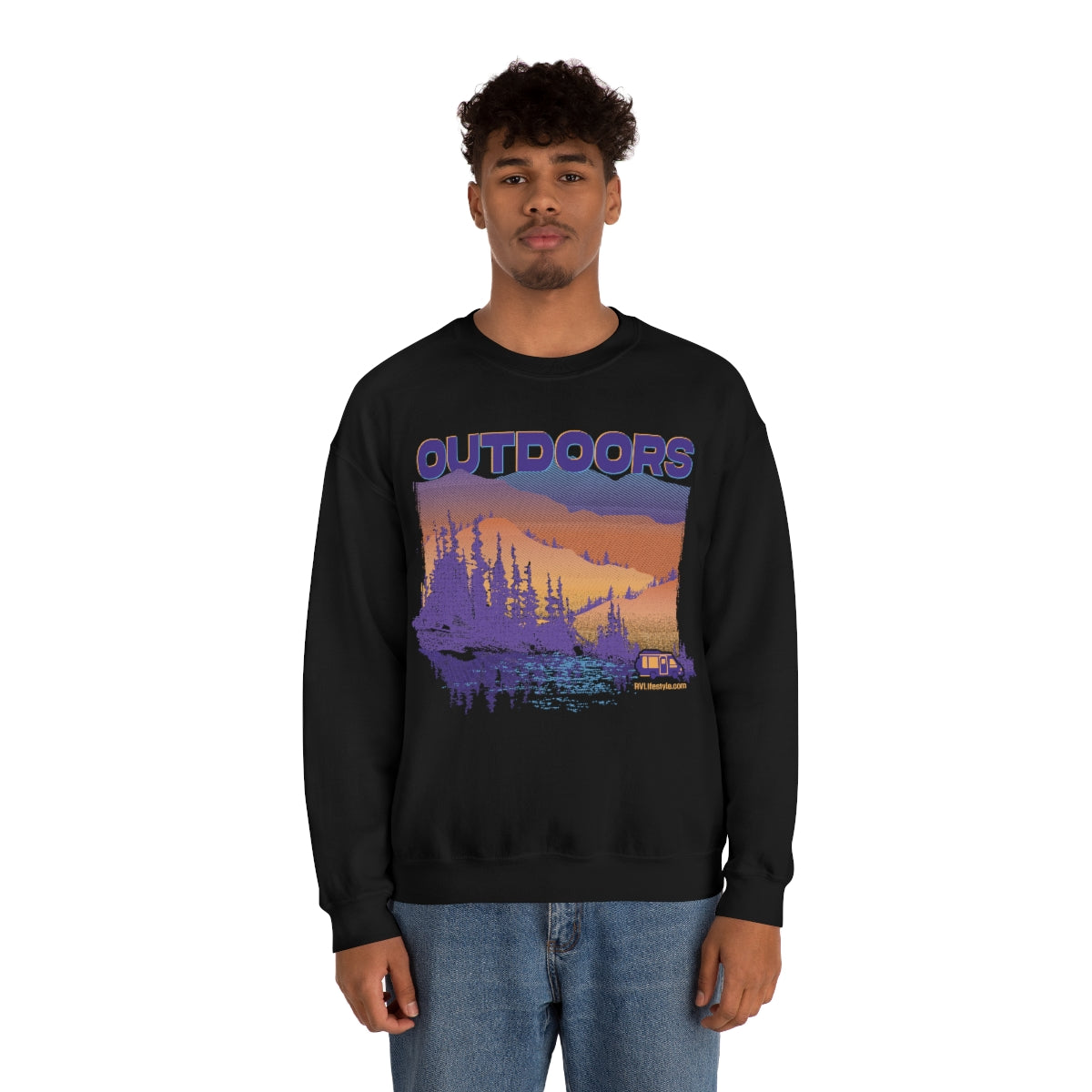 Outdoors Unisex Heavy Blend™ Crewneck Sweatshirt - Black, Forest Green, Dark Heather, Navy