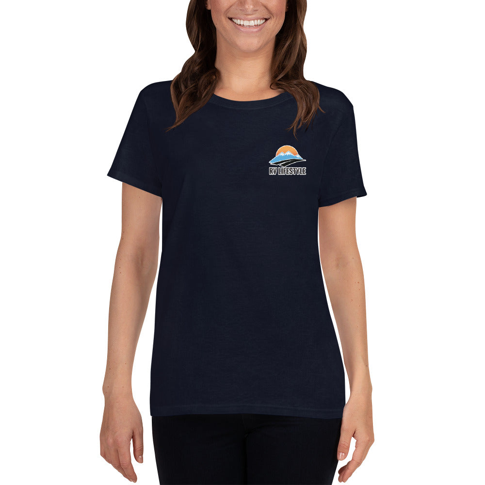 RV Lifestyle on the Front and 330 Rule on the Back! Women's short sleeve T-shirt - Forest Green, Black, Navy, Sport Grey