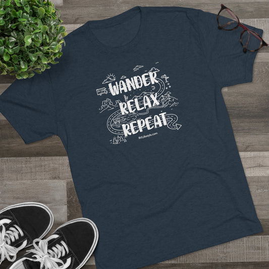 Wander - Relax - Repeat | Unisex Tri-Blend Crew Tee