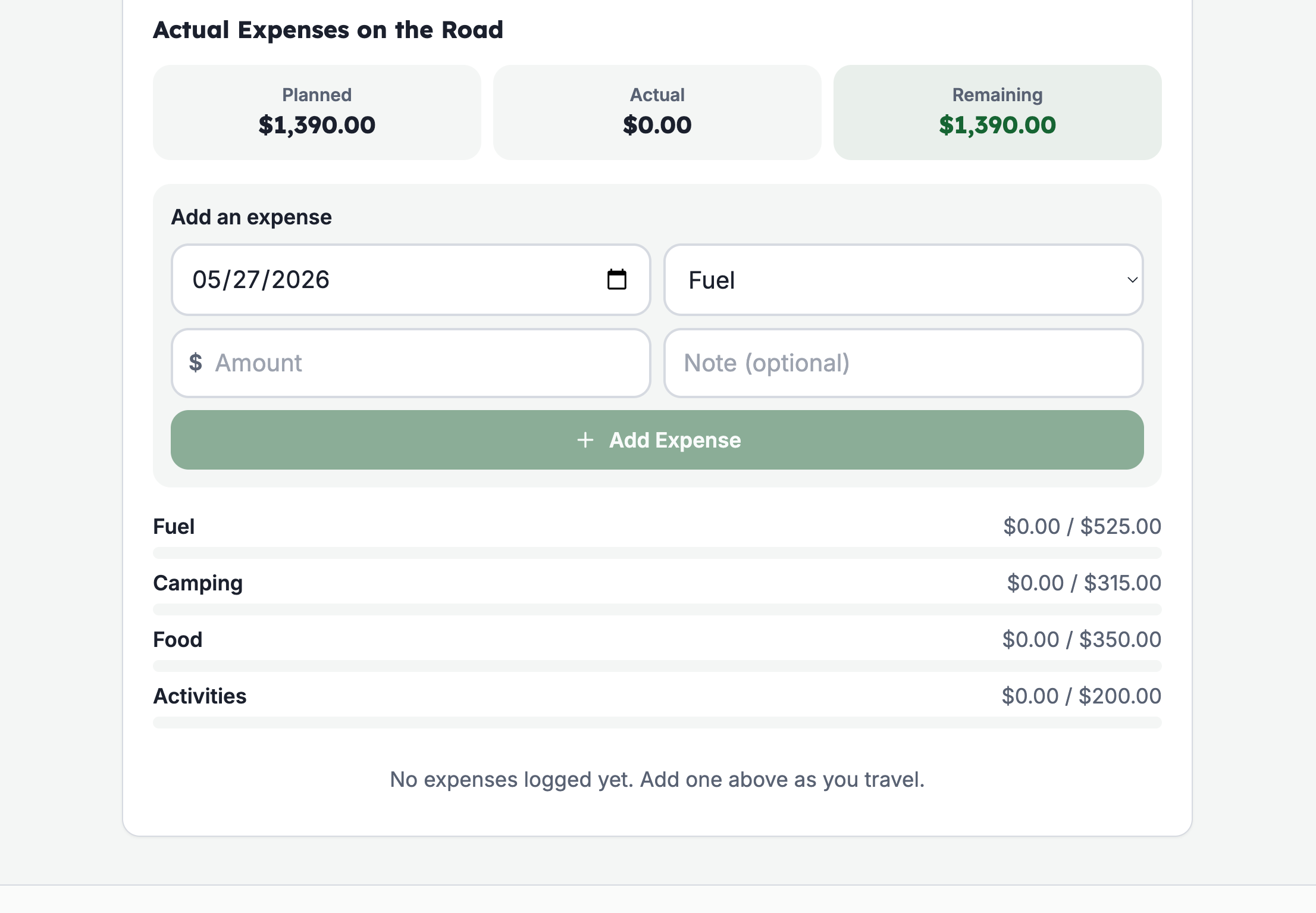 RV Trip Budget Buddy - Web App for RV Travel Expense Tracking and Trip Cost Management, Instant Access