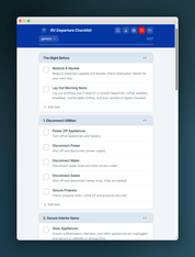 RV Departure Day Checklist App