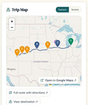 Trip map with Open in Google Maps