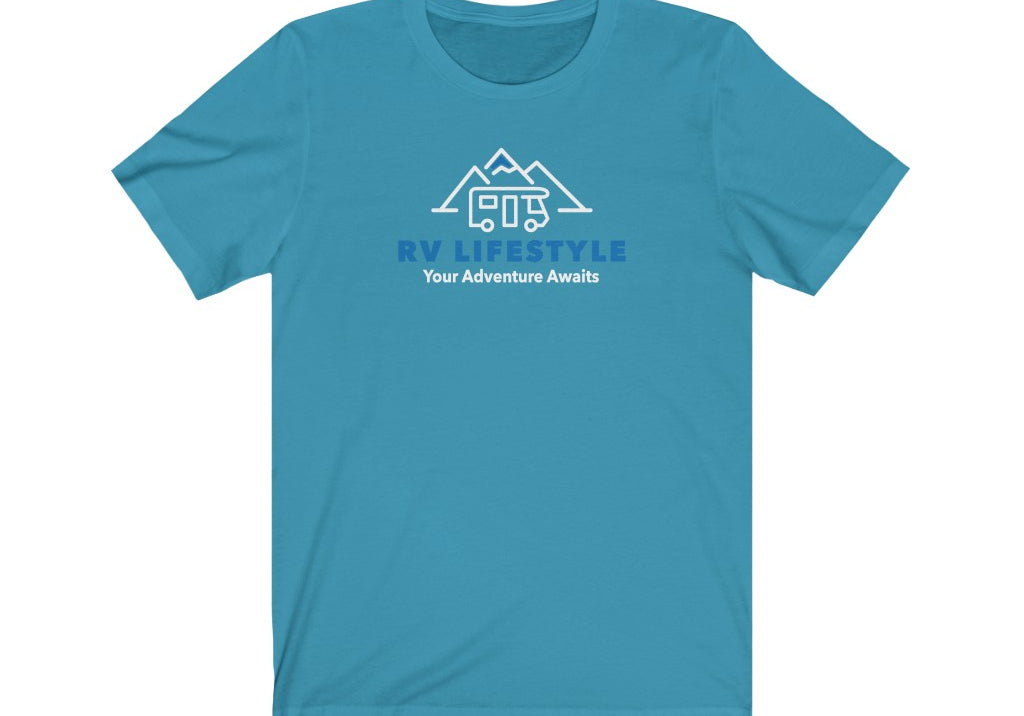 RV Lifestyle Logo Soft Men and Women's Jersey Short Sleeve Tee - Black, Dark Grey, Aqua, Athletic Heather, Dark Grey Heather, Heather Navy, Navy, Team Purple