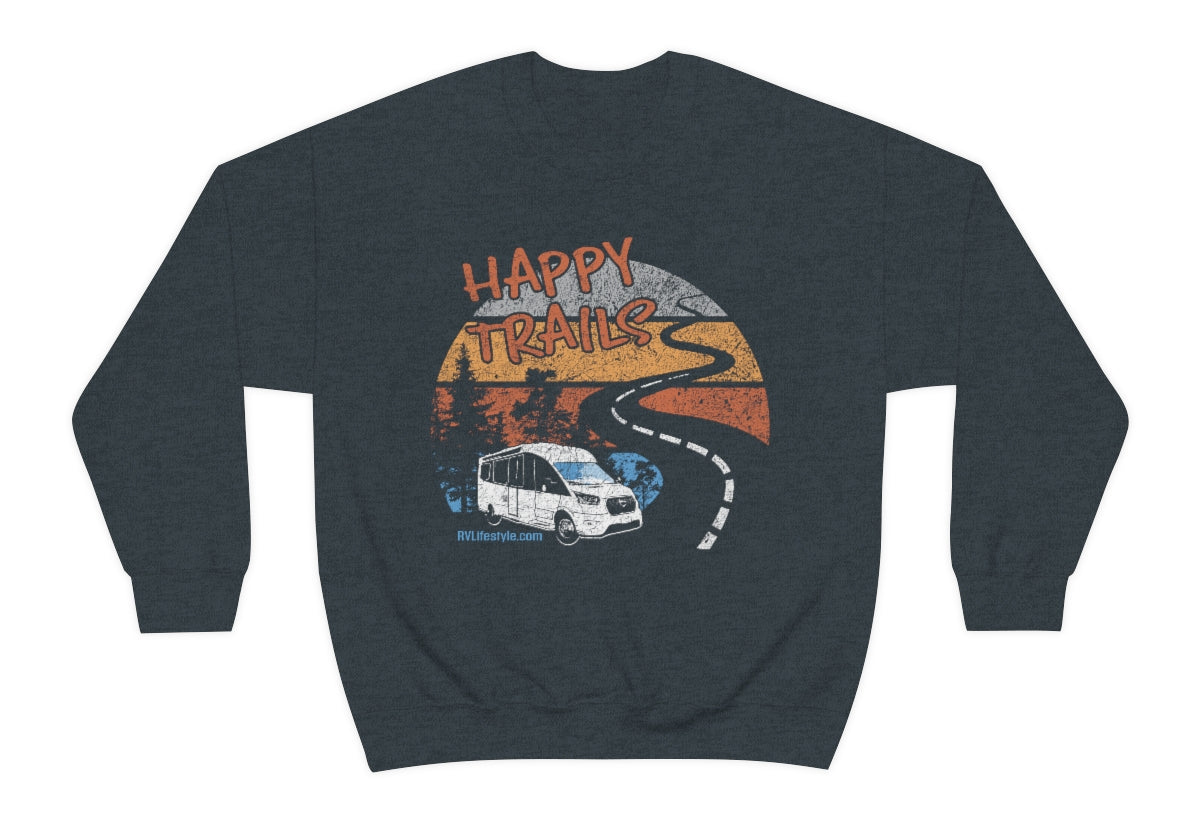 Happy Trails Unisex Heavy Blend™ Crewneck Sweatshirt - Black, Forest Green, Dark Heather, Navy