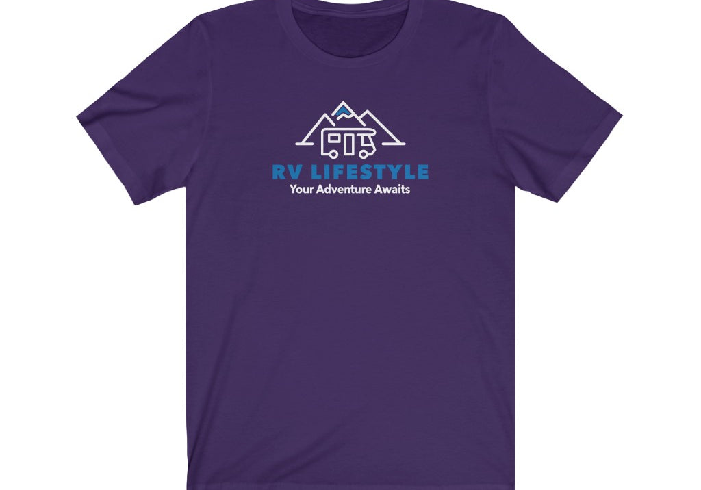 RV Lifestyle Logo Soft Men and Women's Jersey Short Sleeve Tee - Black, Dark Grey, Aqua, Athletic Heather, Dark Grey Heather, Heather Navy, Navy, Team Purple