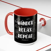 Wander Relax Repeat on Coffee Mugs, 15oz