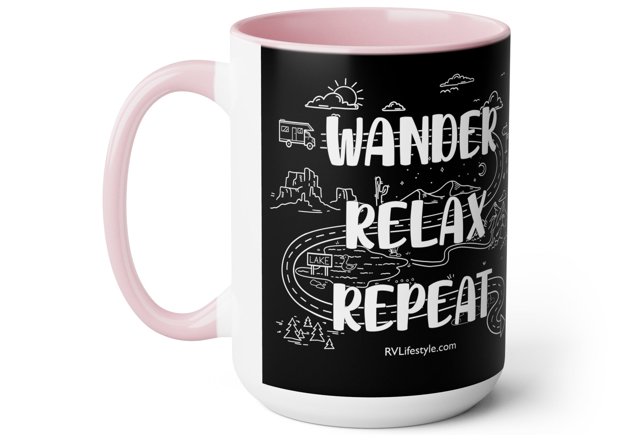 Wander Relax Repeat on Coffee Mugs, 15oz