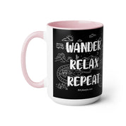Wander Relax Repeat on Coffee Mugs, 15oz