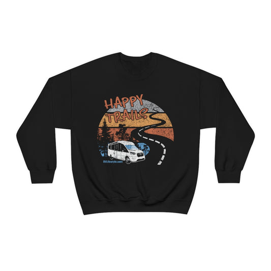 Happy Trails Unisex Heavy Blend™ Crewneck Sweatshirt - Black, Forest Green, Dark Heather, Navy