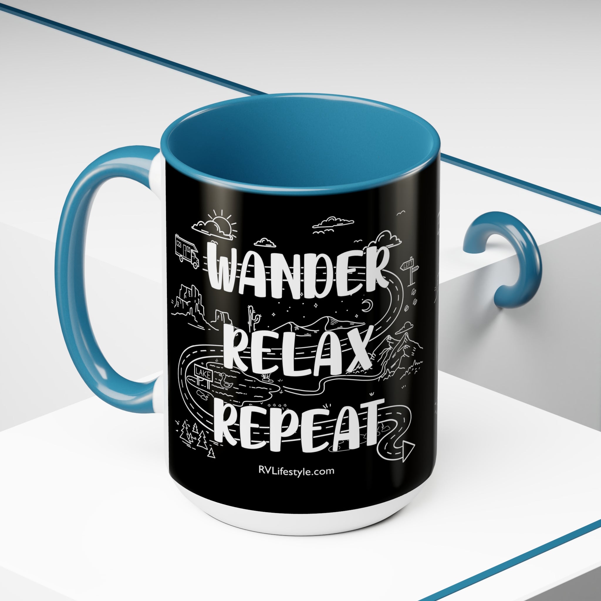 Wander Relax Repeat on Coffee Mugs, 15oz