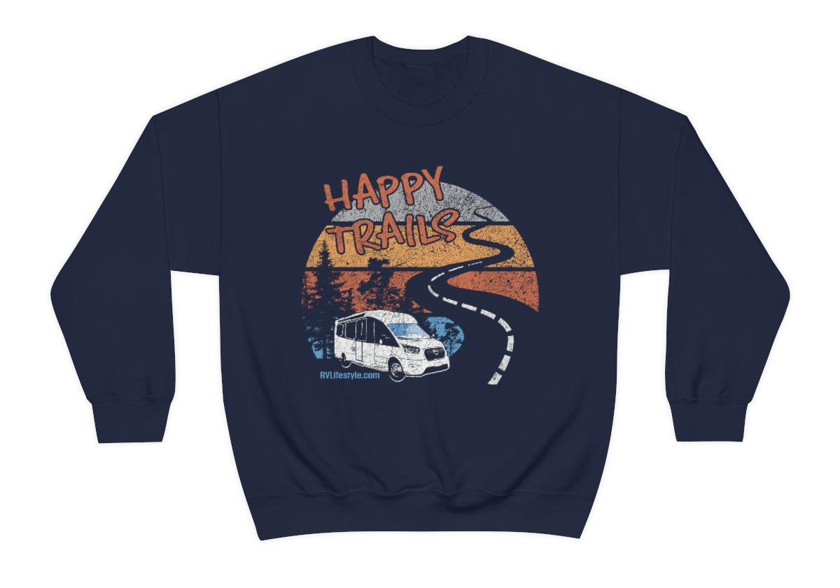 Happy Trails Unisex Heavy Blend™ Crewneck Sweatshirt - Black, Forest Green, Dark Heather, Navy