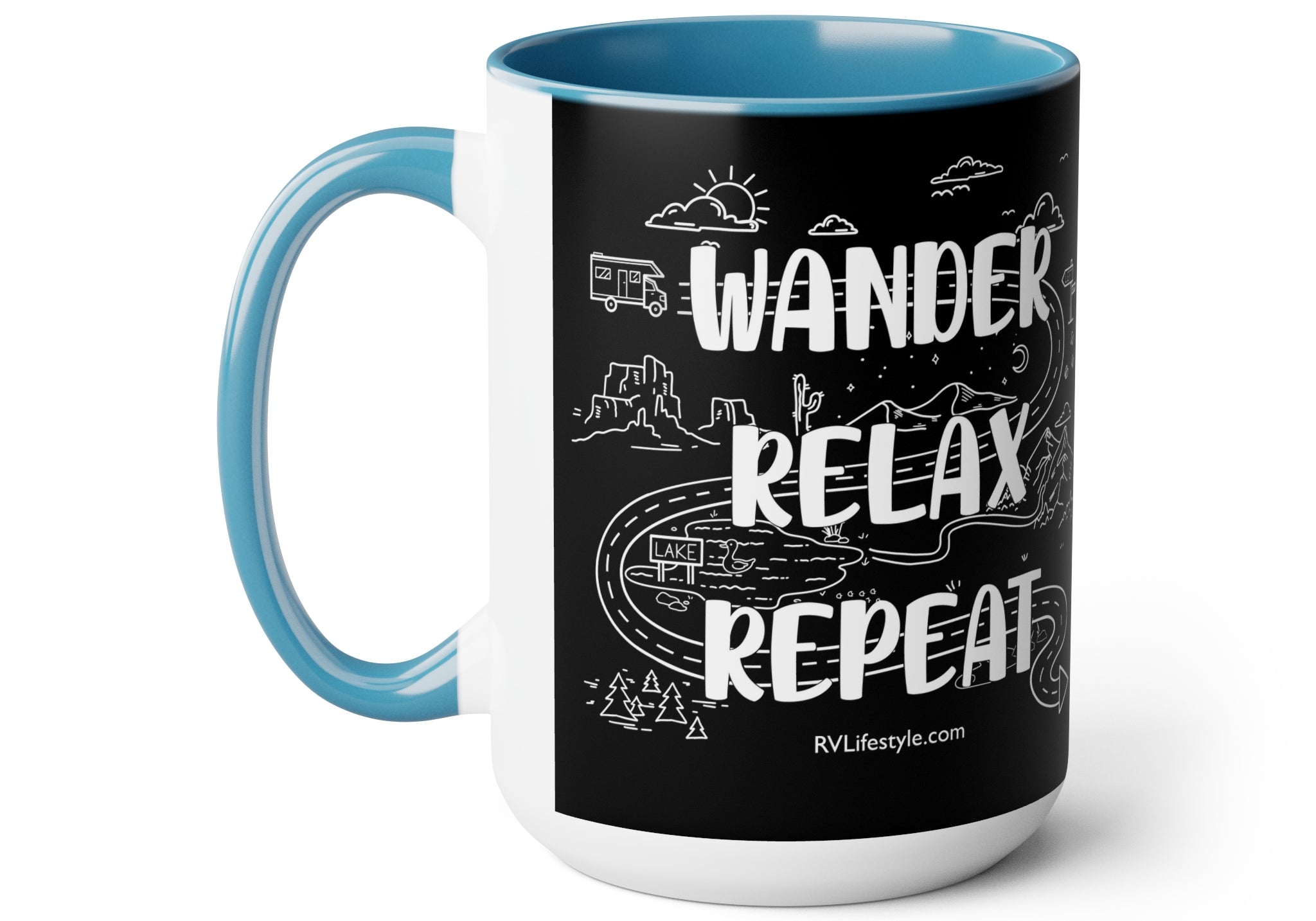 Wander Relax Repeat on Coffee Mugs, 15oz