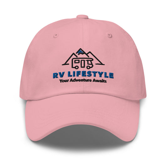 RV Lifestyle Logo Cap - Pink - Light Blue - White