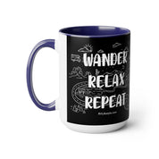 Wander Relax Repeat on Coffee Mugs, 15oz