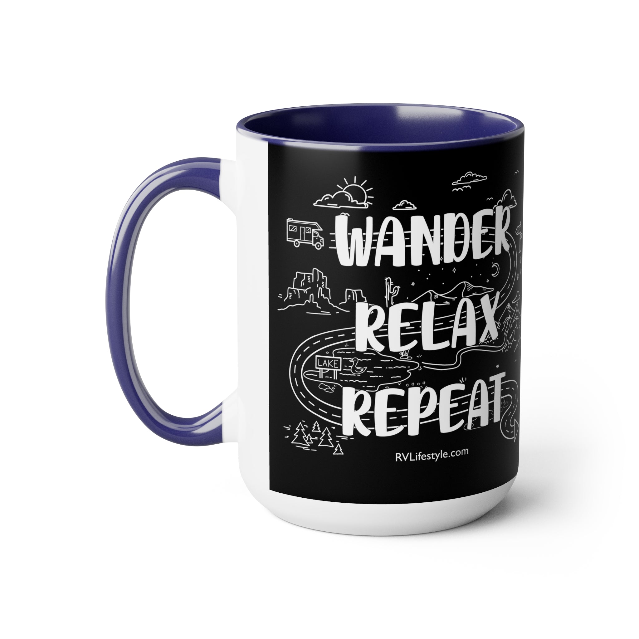 Wander Relax Repeat on Coffee Mugs, 15oz