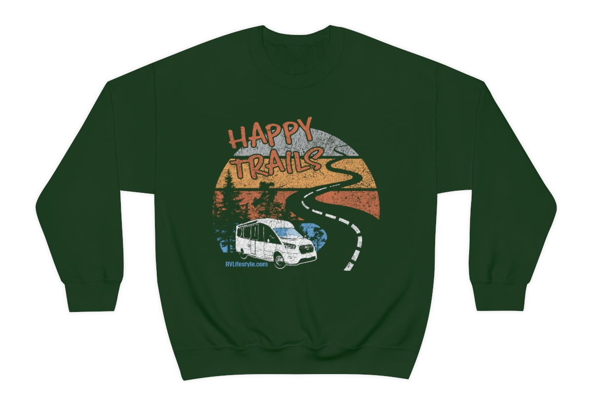 Happy Trails Unisex Heavy Blend™ Crewneck Sweatshirt - Black, Forest Green, Dark Heather, Navy