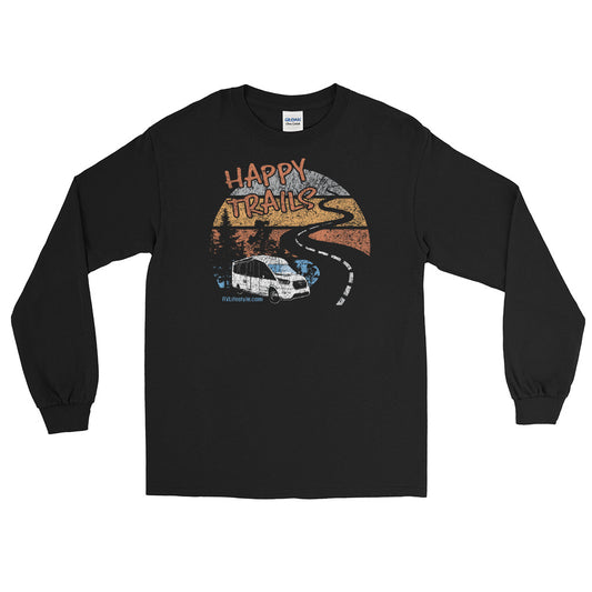 Happy Trails Men and Women Long Sleeve Shirt - Black, Navy, Military Green, Indigo Blue