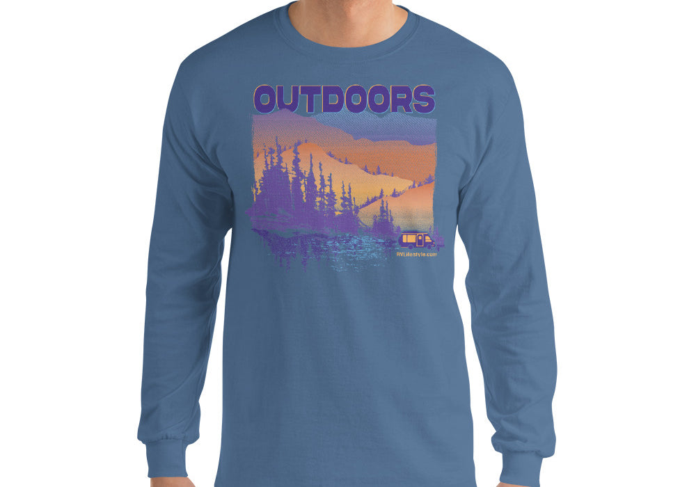Outdoors Men and Women's Long Sleeve Shirt - Black, Navy, Military Green, Indigo Blue, Sport Grey