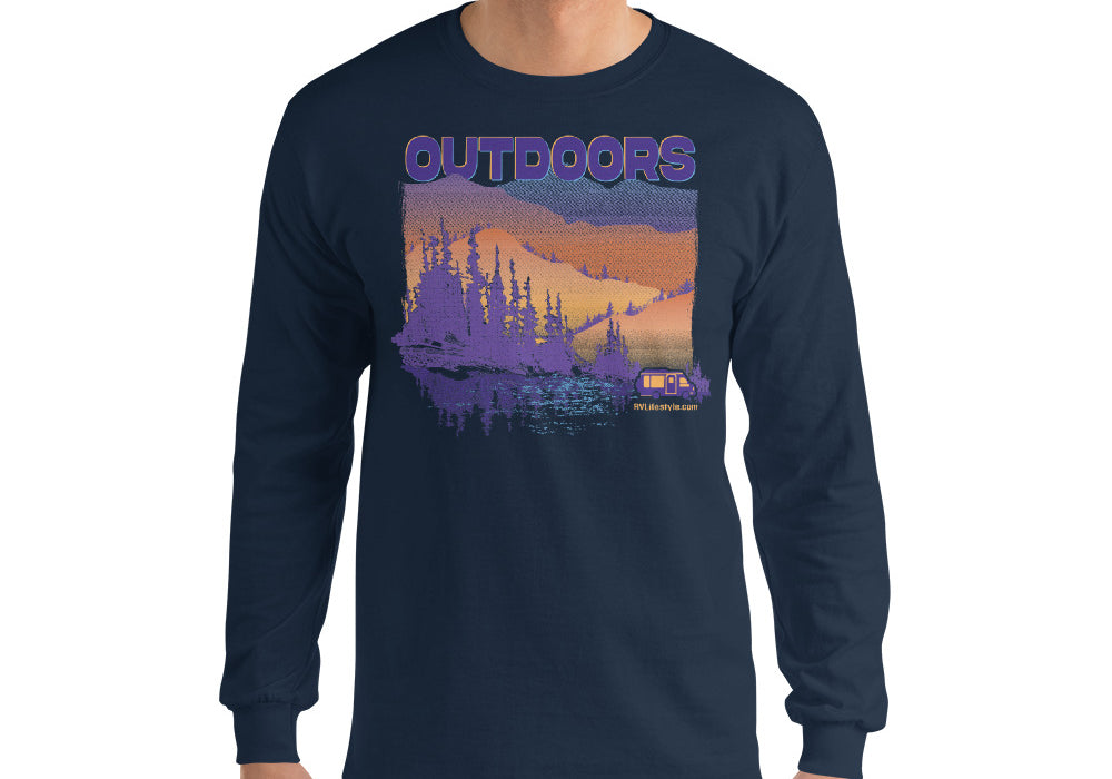 Outdoors Men and Women's Long Sleeve Shirt - Black, Navy, Military Green, Indigo Blue, Sport Grey