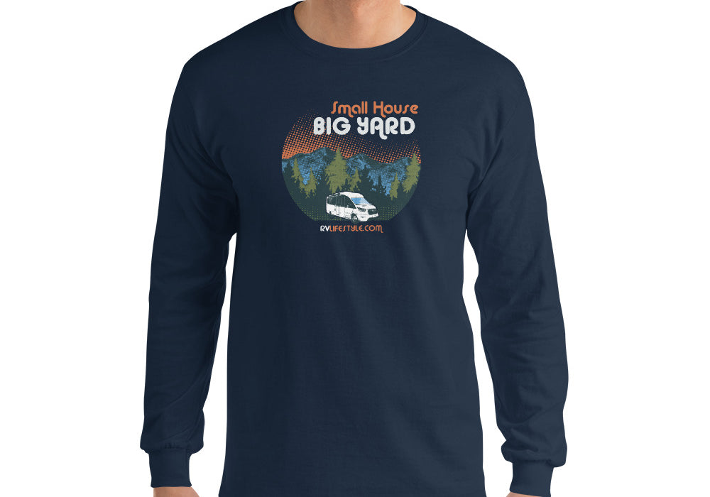 Small House Big Yard Men and Women's Long Sleeve Shirt - Black, Navy, Military Green, Indigo Blue, Sport Grey