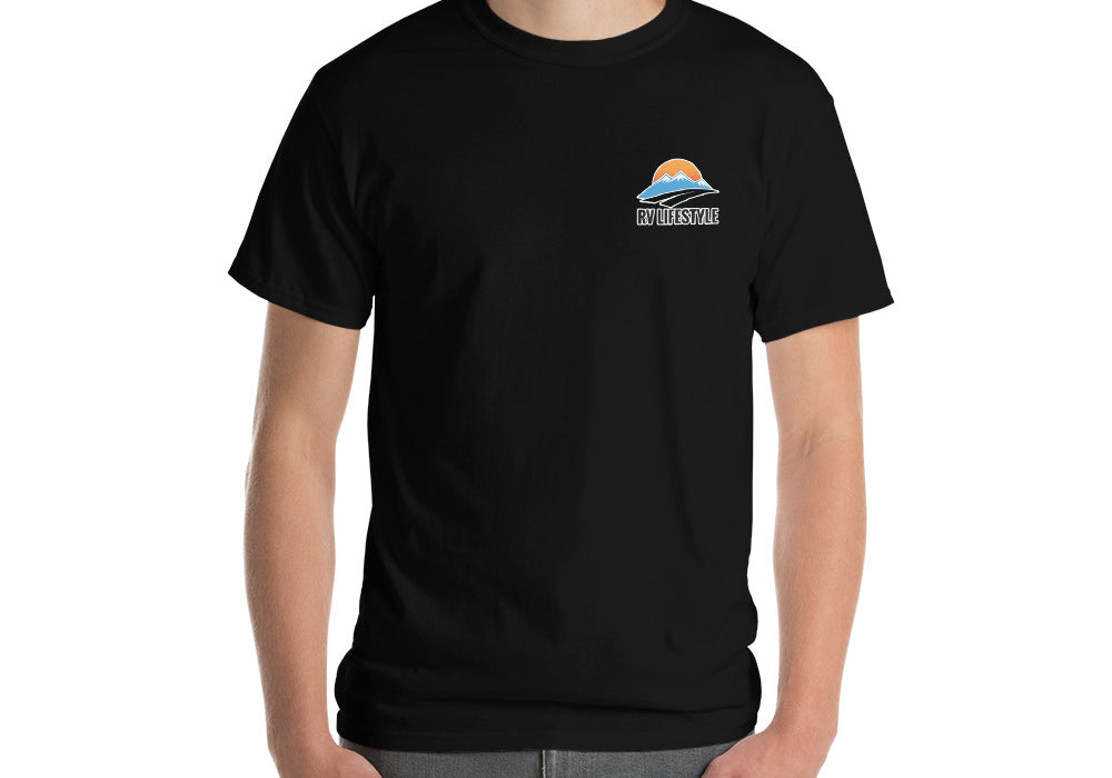 RV Lifestyle on the Front and 330 Rule on the Back! Men and Women Short-Sleeve T-Shirt - White, Black, Navy, Sand, Ash