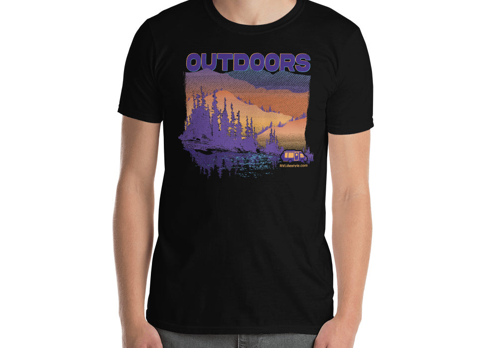 Outdoors Men and Women's Short-Sleeve Unisex T-Shirt - Black, Navy, Dark Heather