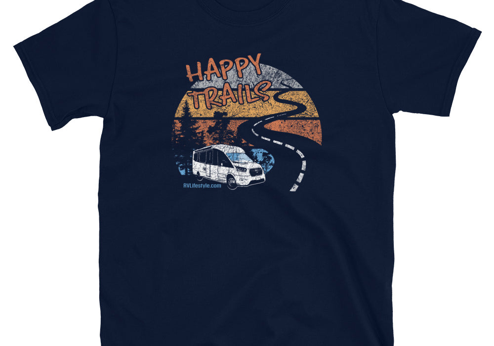 Happy Trail Short-Sleeve Men and Women's T-Shirt - Black, Navy, Dark Heather