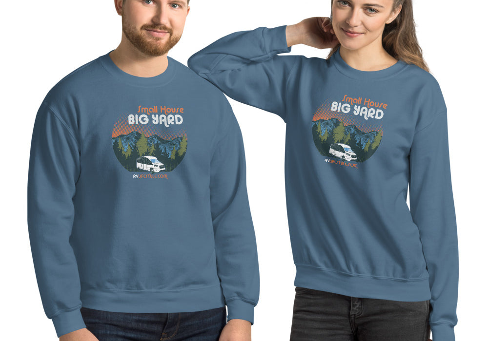 Small House Big Yard Men and Women's Sweatshirt - Black, Navy, Dark Heather, Indigo Blue