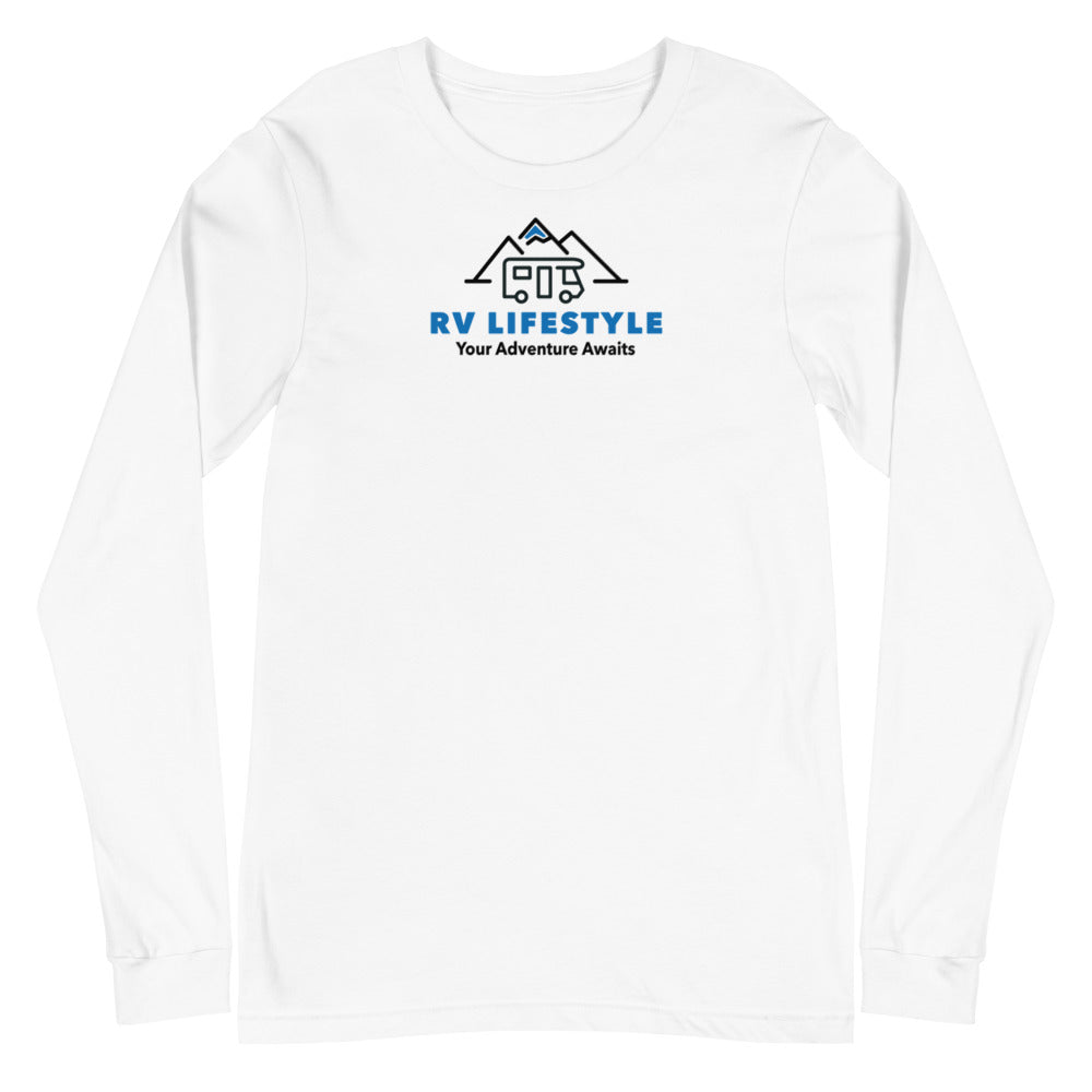 RV Lifestyle Logo Men and Women's Long Sleeve Tee - White, Athletic Heather