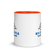 RV Lifestyle Logo Mug with Color Inside - Black, Yellow, Red, Aqua, Orange
