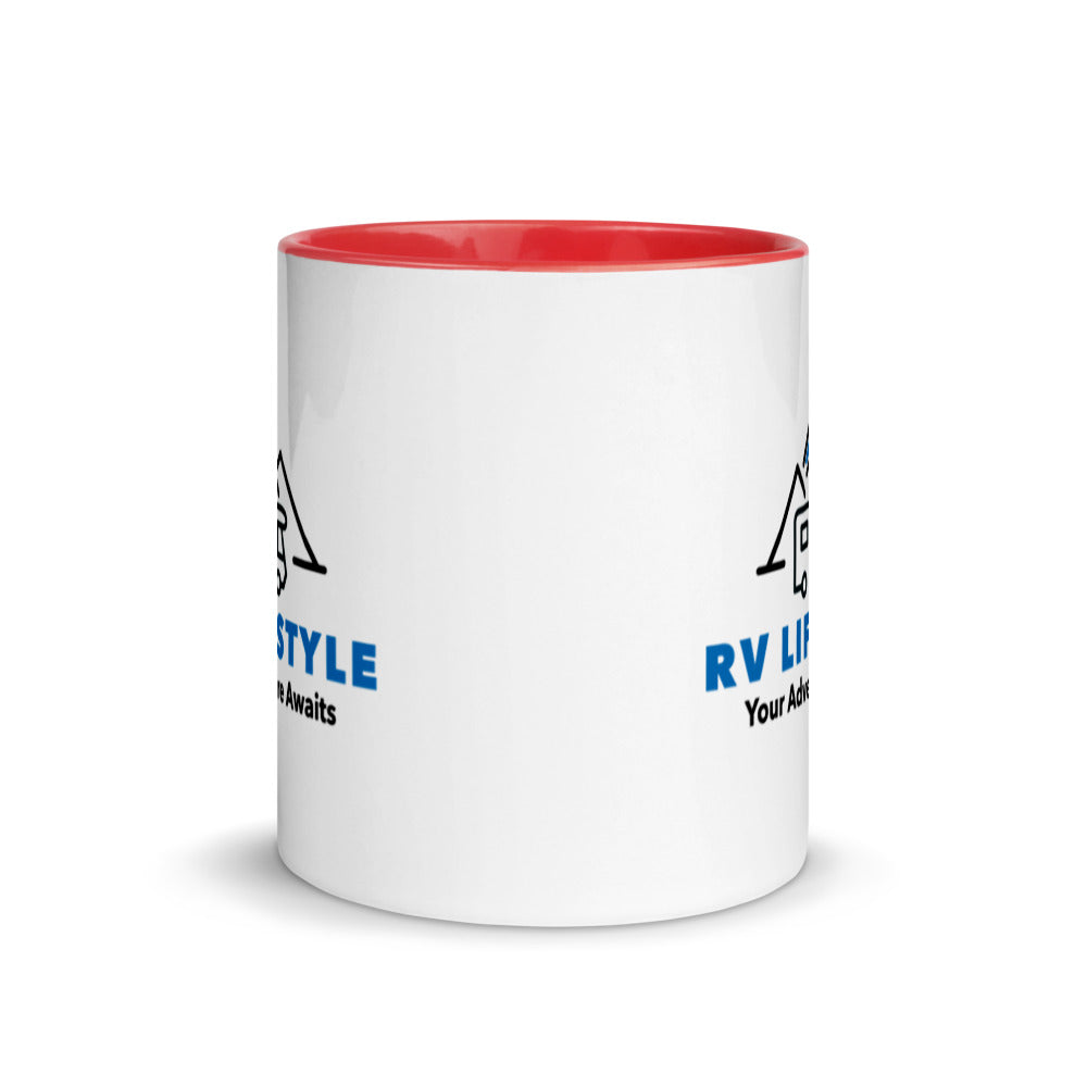 RV Lifestyle Logo Mug with Color Inside - Black, Yellow, Red, Aqua, Orange