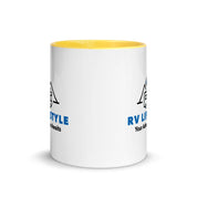 RV Lifestyle Logo Mug with Color Inside - Black, Yellow, Red, Aqua, Orange