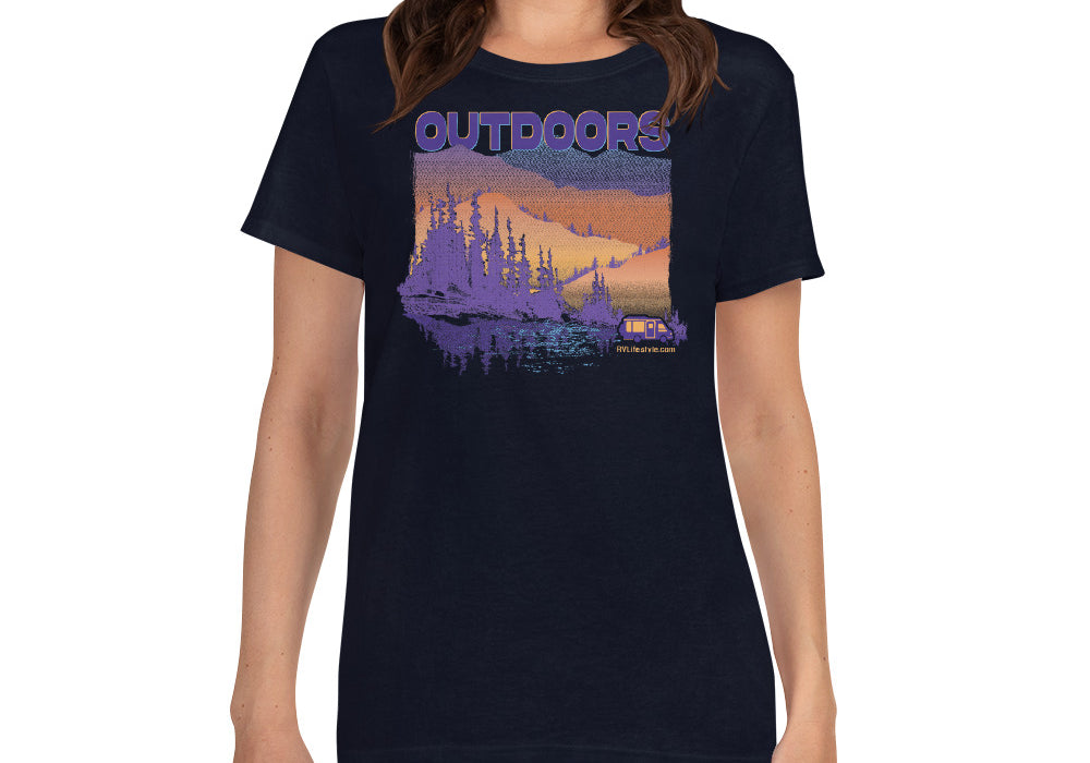 Outdoors Women's short sleeve t-shirt - Black, Navy, Forest Green, Purple, Sport Grey
