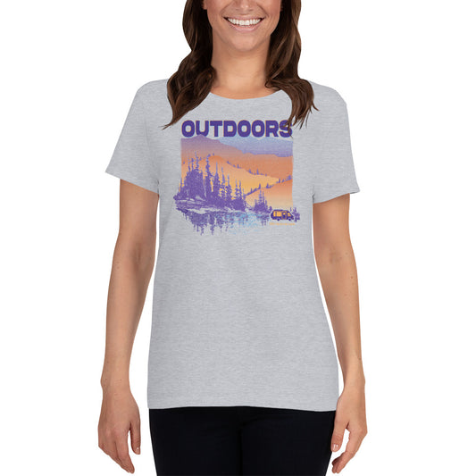 Outdoors Women's short sleeve t-shirt - Black, Navy, Forest Green, Purple, Sport Grey